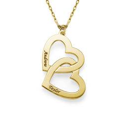 Hjerte-i-hjerte halskæde i 10 karat guld produkt billede