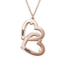 Collar Corazón en el Corazón en Chapado en Oro Rosa 18k con diamante foto de producto