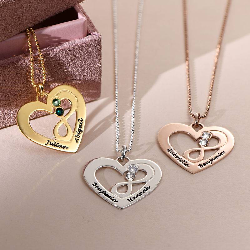 Collier coeur avec symbole infini en Plaqué Or Rose-3 photo du produit