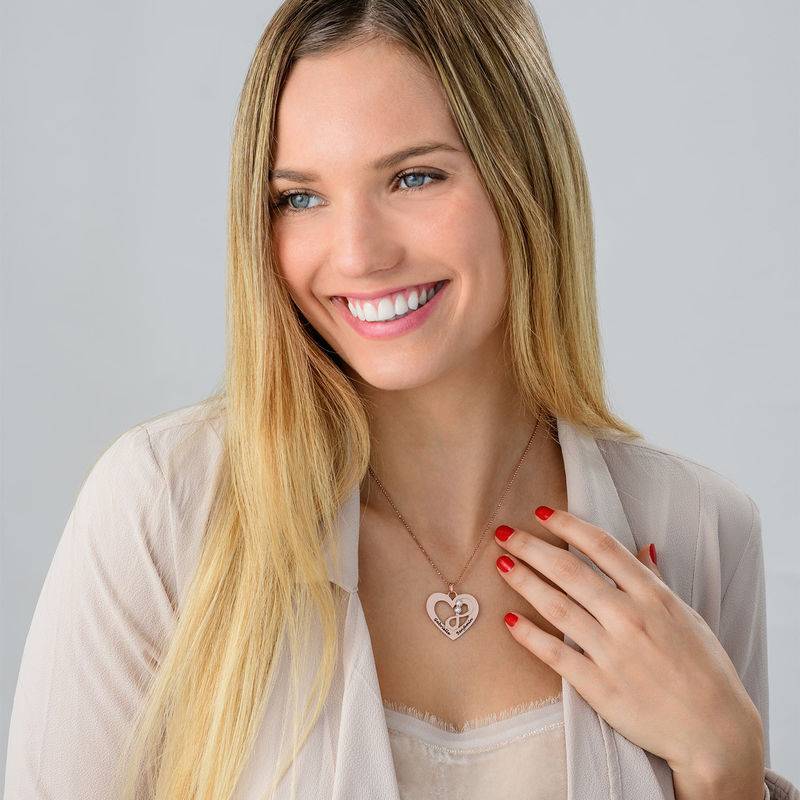 Collier coeur avec symbole infini en Plaqué Or Rose-4 photo du produit