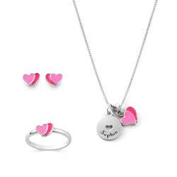 Heart Jewelry Set for Girls in Sterling Silver product photo