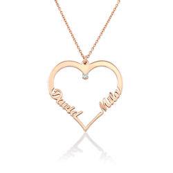 Contur Heart Pendant Necklace with Two Names in 18k Rose Gold Plating product photo