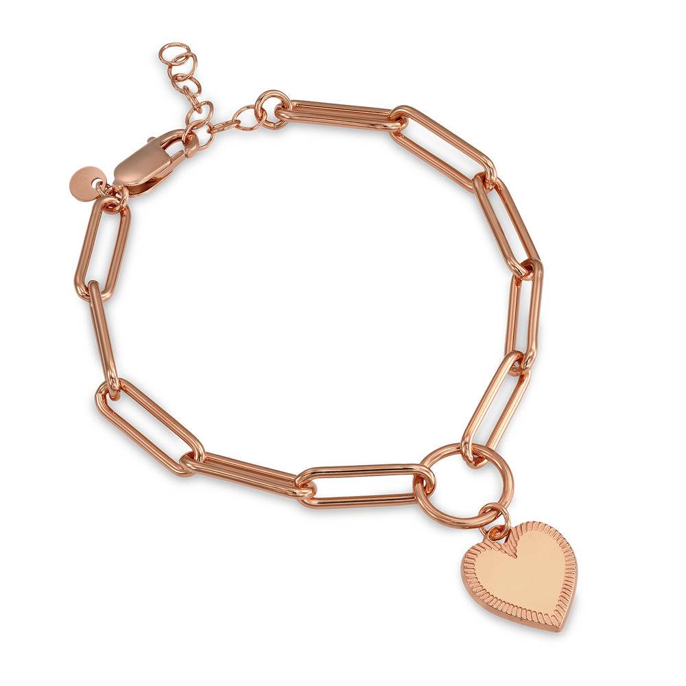 Heart Pendant Link Bracelet in Rose Gold Plating with Prewritten Gift Note