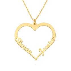Herzförmige Halskette mit zwei Namen aus 585er Gold Produktfoto