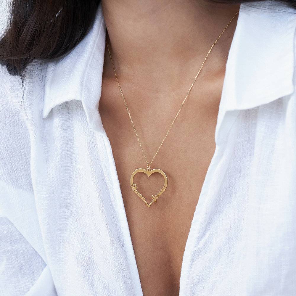 Heart Pendant Necklace with Two Names in 14ct Gold