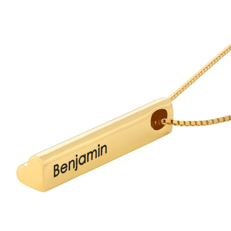 Heart Shaped 3D Bar Necklace- Gold Plated product photo