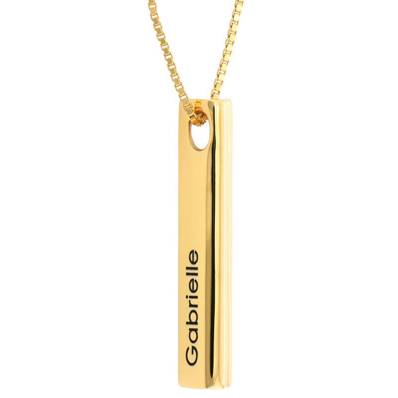 Heart Shaped 3D Bar Necklace- Gold Plated
