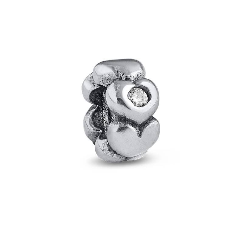 Hearts Silver Bead with Cubic Zirconia product photo