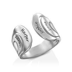 Hug Ring with Kids Names in Sterling Silver product photo