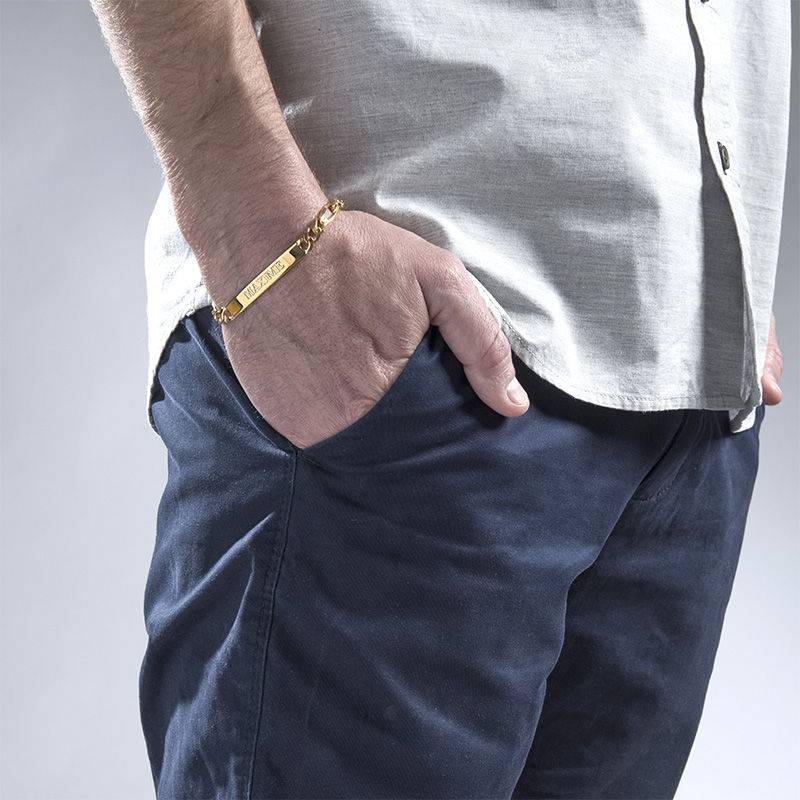 Amigo ID-armbånd for menn med 18k gullbelegg