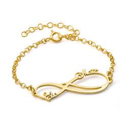 Infinity armbånd med 2 navne med guldbelægning produkt billede