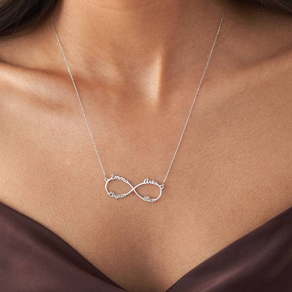 Infinity 4 Names Necklace in 10K White Gold