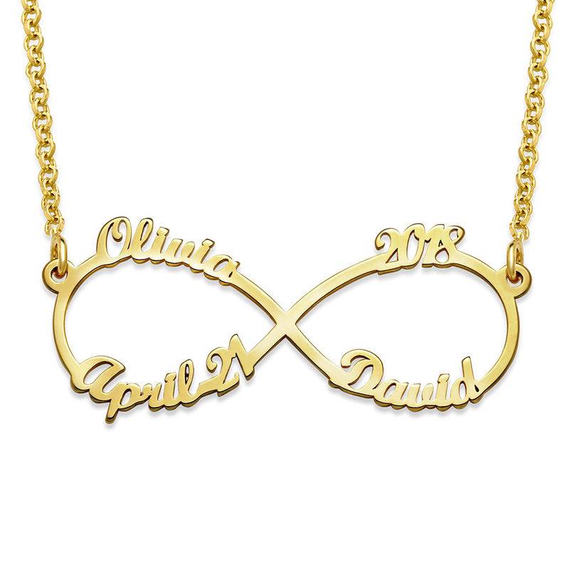 Infinity necklace with multiple names with gold plating product photo