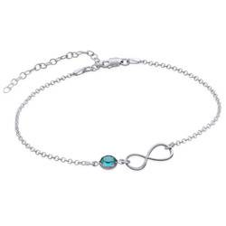 Infinity Ankle Bracelet in Silver with birthstone product photo