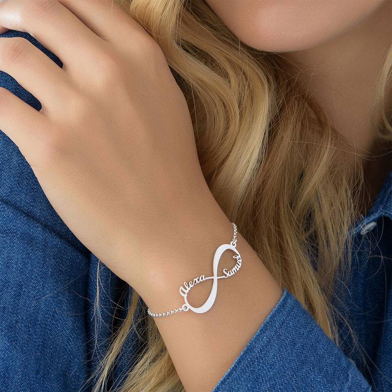 Infinity Bracelet with Names in Silver