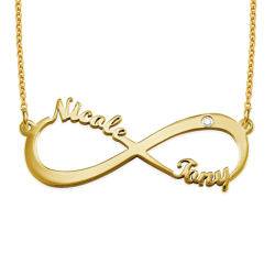 Collar Infinito con nombre en oro Vermeil con diamante foto de producto