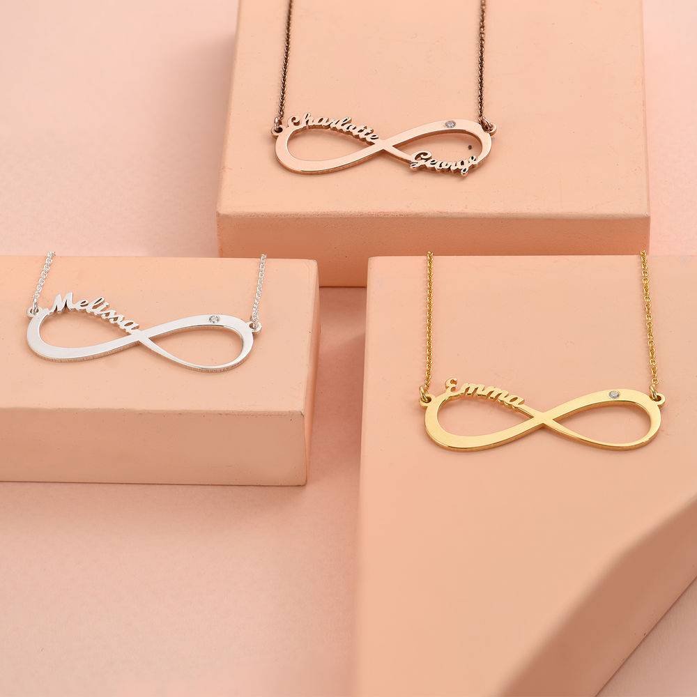 Infinity Name Sterling Silver Diamond Necklace