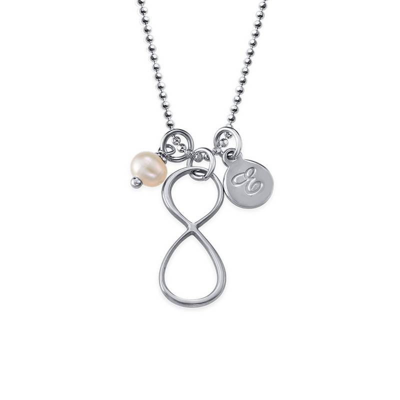 Infinity Necklace with Initial charm in Silver product photo