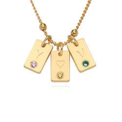 Initialen Geburtsstein-Tag-Halskette aus Gold Vermeil Produktfoto