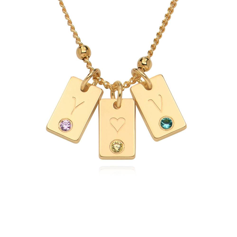 Collar inicial de colgantes con piedra de nacimiento en oro vermeil foto de producto