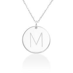 Initial Disk Necklace in 10k White Gold product photo