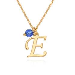 Initial Necklace with Birthstone in 18k Gold Plating product photo