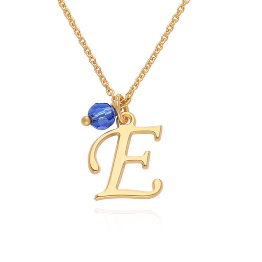 Initial Necklace with Birthstone in 18k Gold Plating