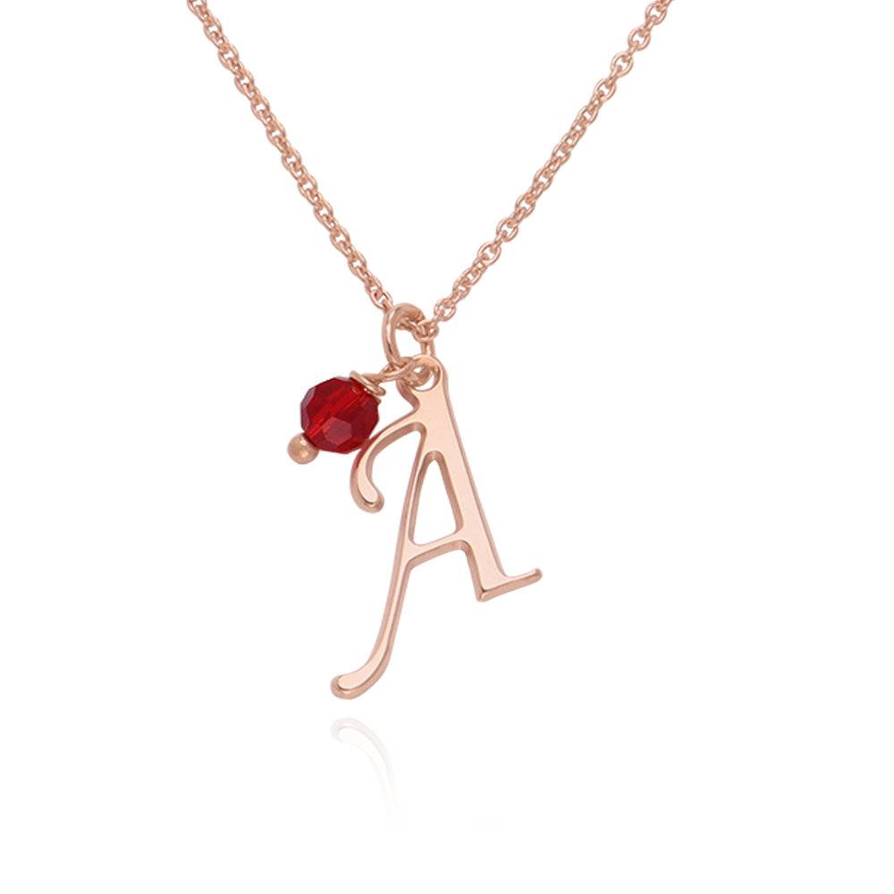 Initial Necklace with Birthstone in 18k Rose Gold Plating