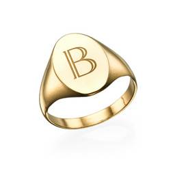 Initial Signet Ring - 18k Gold Plated product photo