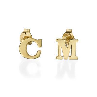 Initial Stud Earrings in 14ct Solid Gold - Print