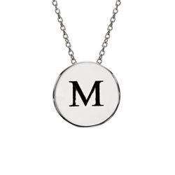 Initial Thick Disc Necklace in Sterling Silver product photo