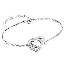 Interlocking Adjustable Hearts Bracelet in Sterling Silver