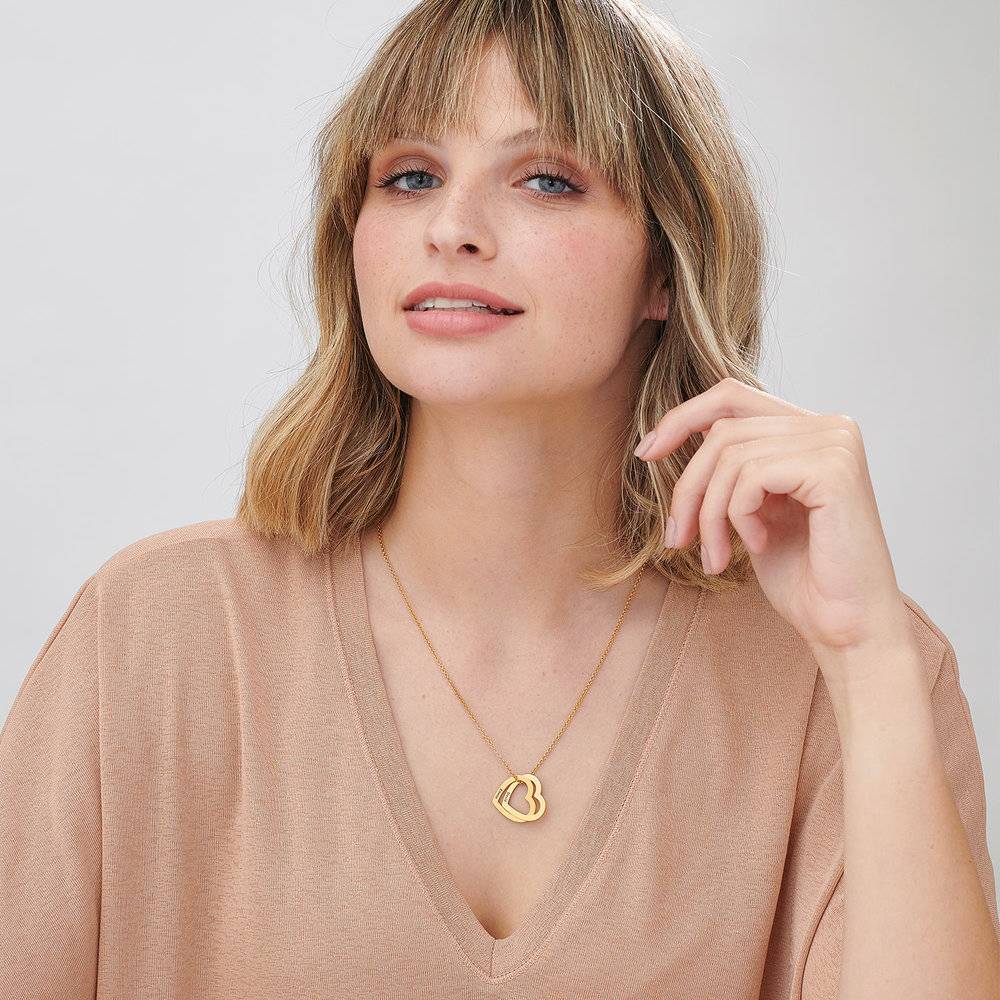 Interlocking Hearts Necklace with 18K Gold Plating-5 produkt billede