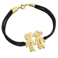 Kids Holding Hands Charms Bracelet - Gold Plated product photo