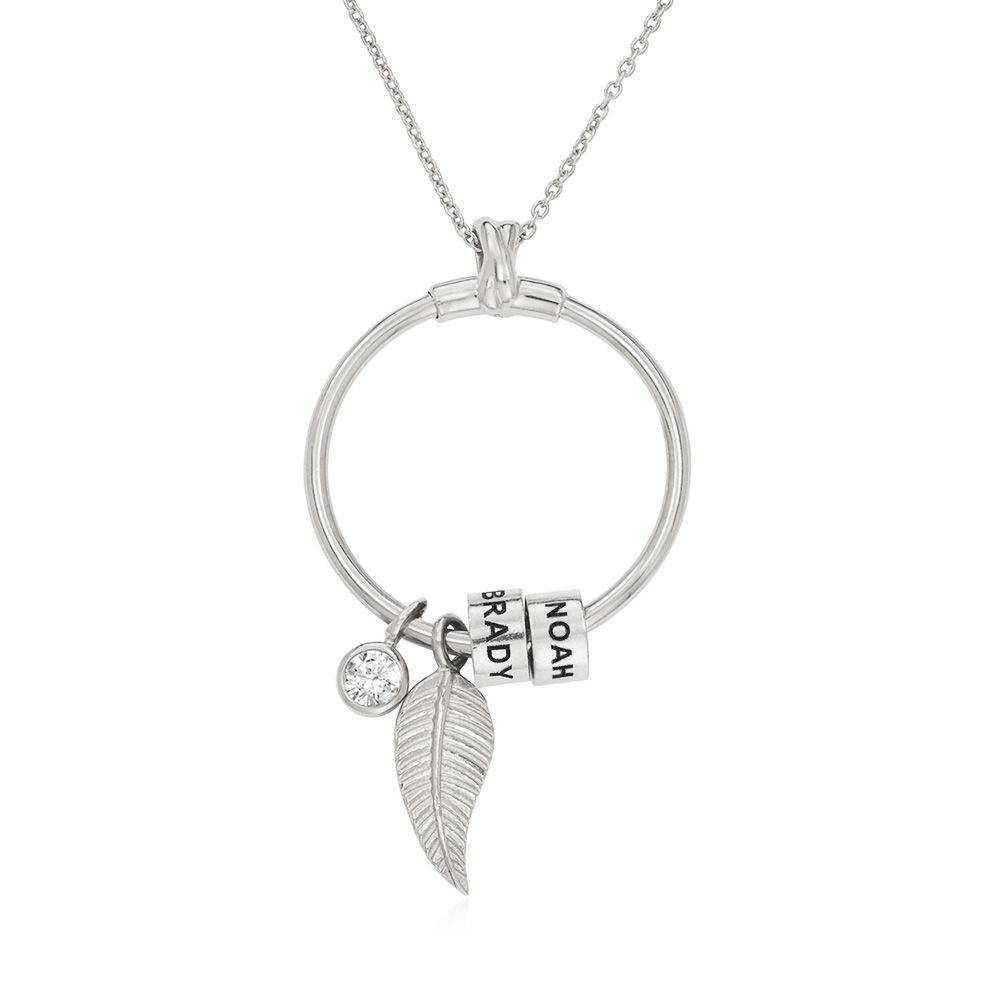 Collana Linda™ con Pendente a Cerchio con Foglia, Perle e Diamante 0.25 ct in Argento Sterling foto del prodotto