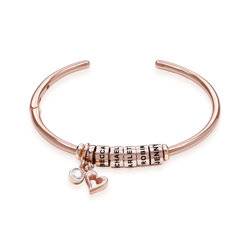 Linda Open Bangle Beads Bracelet in Rose Gold Plating with 1/10 CT. product photo