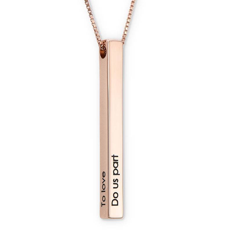 Long 3D Bar Necklace in Rose Gold Plating