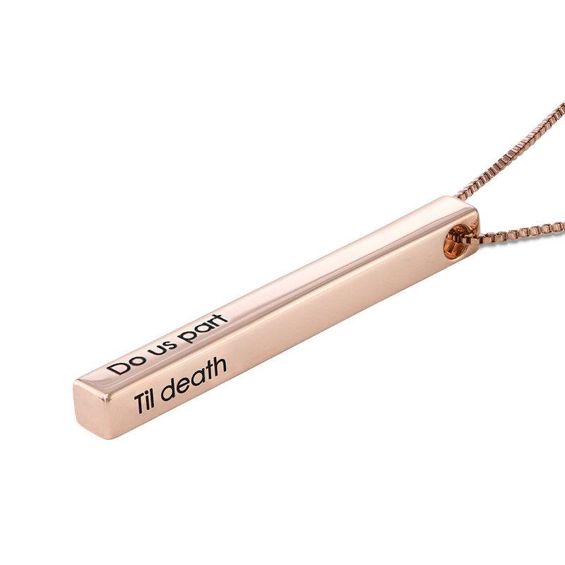 Long 3D Bar Necklace in Rose Gold Plating