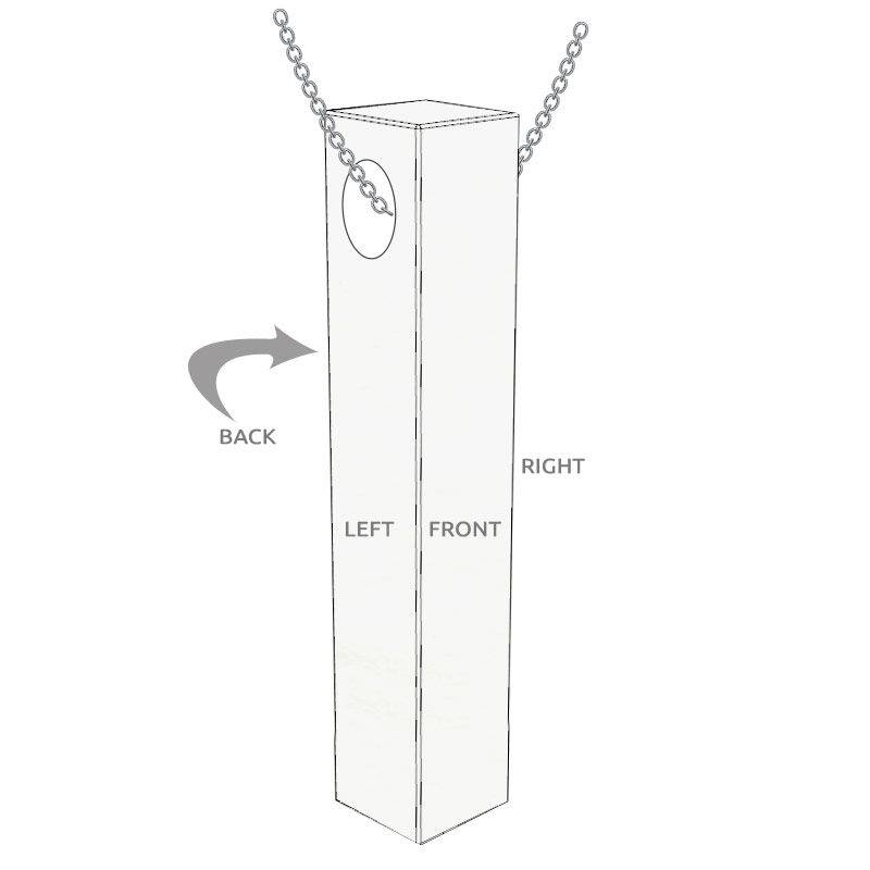 Long 3D Bar Necklace in Silver