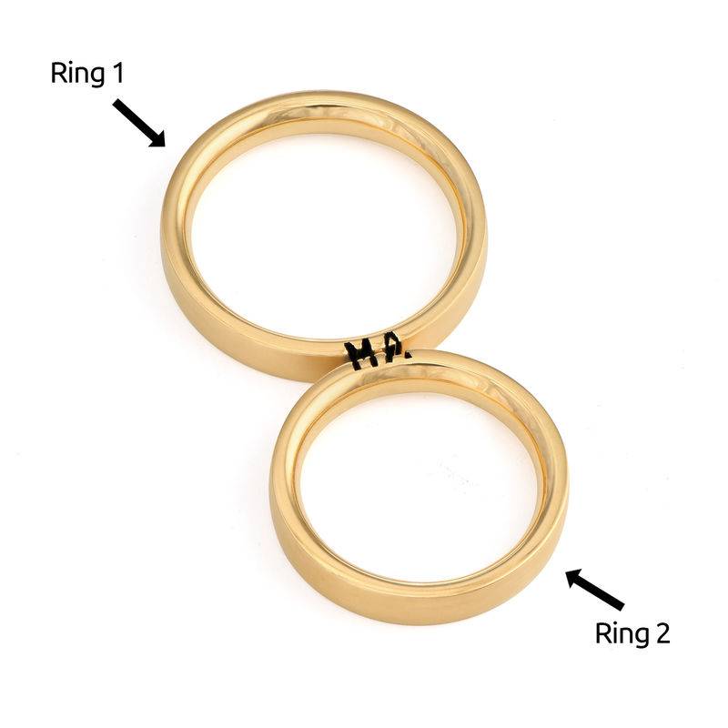 Matching Initial Couple Rings Set in Gold Plating