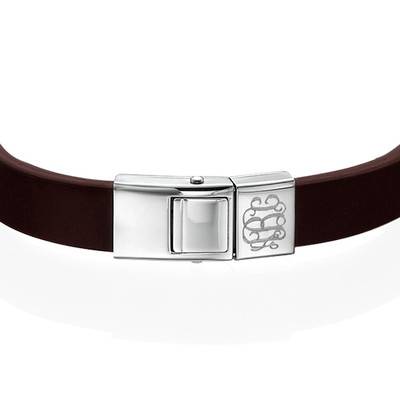 Men's Brown Leather Monogram Bracelet-1 product photo