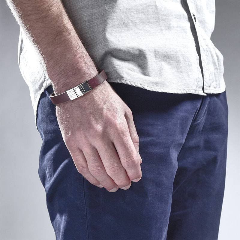 Men's Leather Bracelet with Monogram-3 product photo