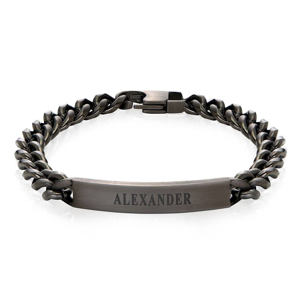 Men's Curb Chain ID Bracelet in Black Stainless Steel product photo