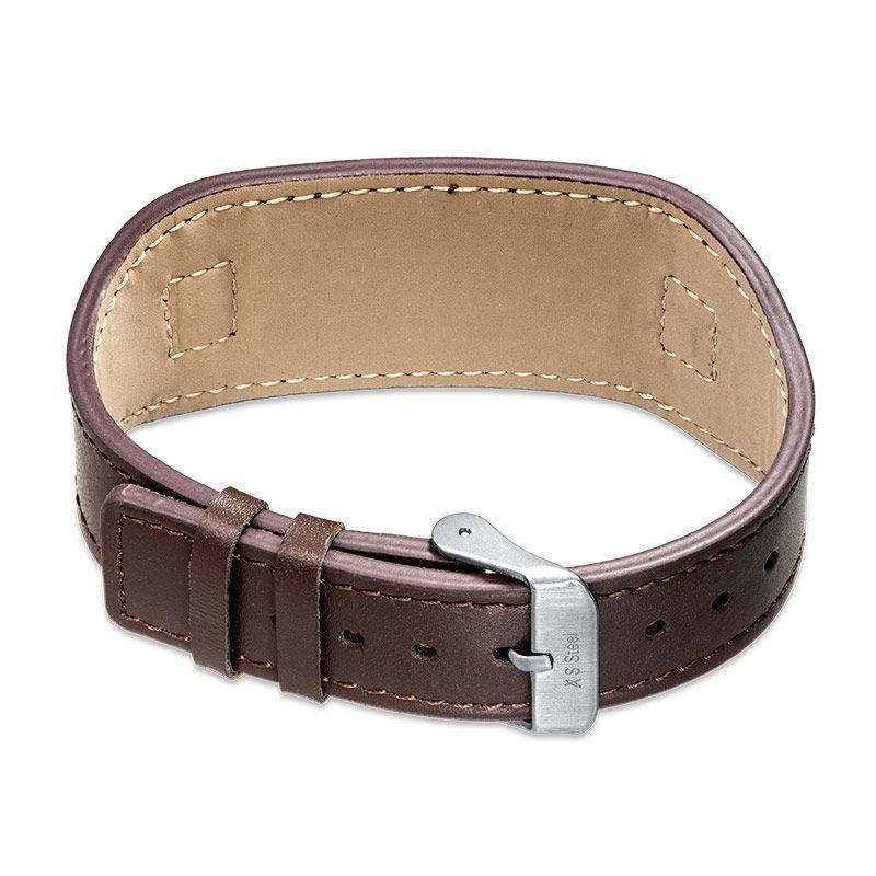 Men's ID Bracelet in Brown Leather
