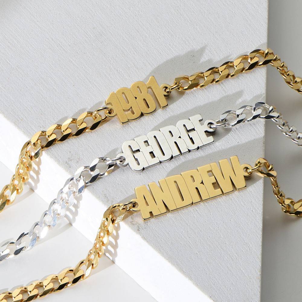Thick Chain Name Bracelet in 18K Gold Plating