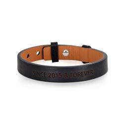 Bracelet en cuir pour homme avec nom en noir photo du produit