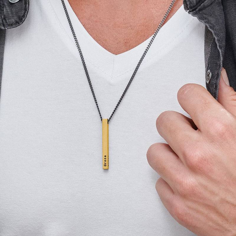 Men 3D Bar Necklace in Gold Plated - MYKA