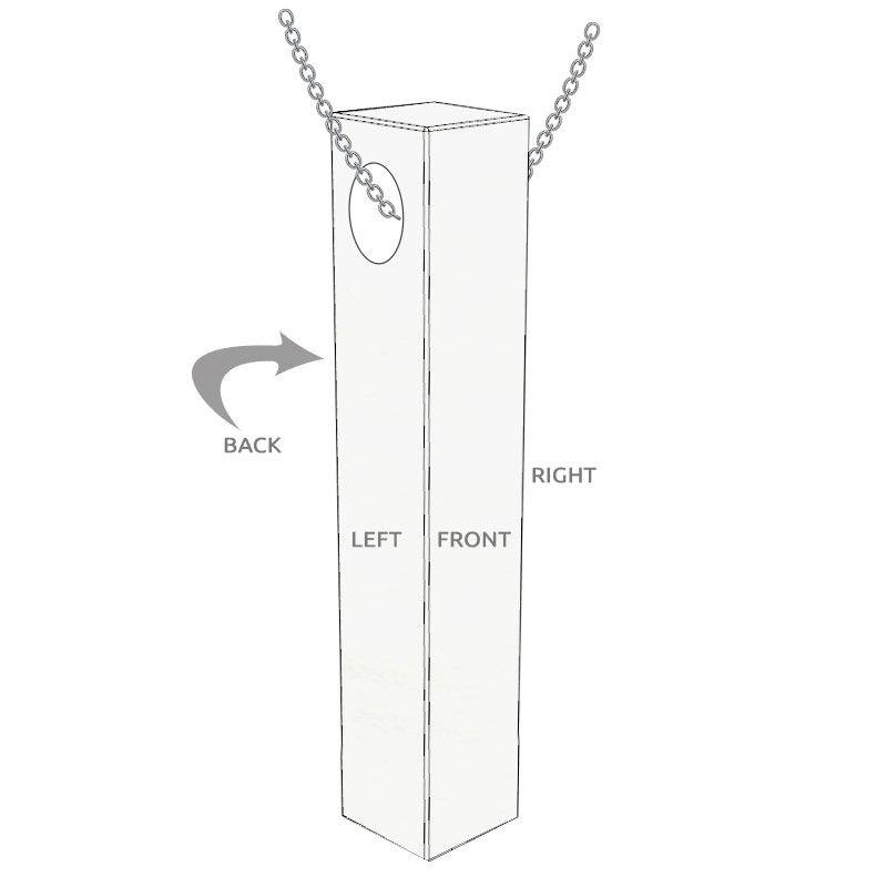 Men 3D Bar Necklace in Matte Silver - MYKA