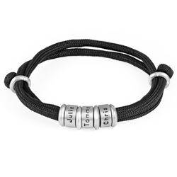 Men Black Cord Bracelet with Custom Beads product photo