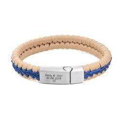 Men Flat Beige Leather Braided Bracelet product photo